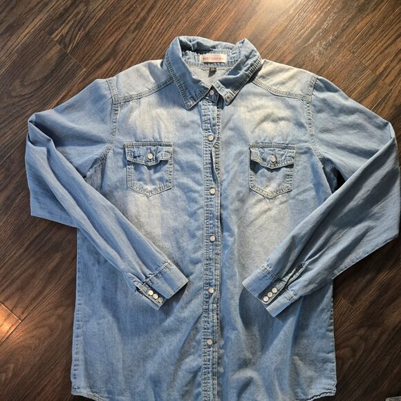 AVA COSTUME 100% Cotton Blue Chambray Western Style Tunic Shirt NWOT/SIZE XXL - Picture 1 of 5